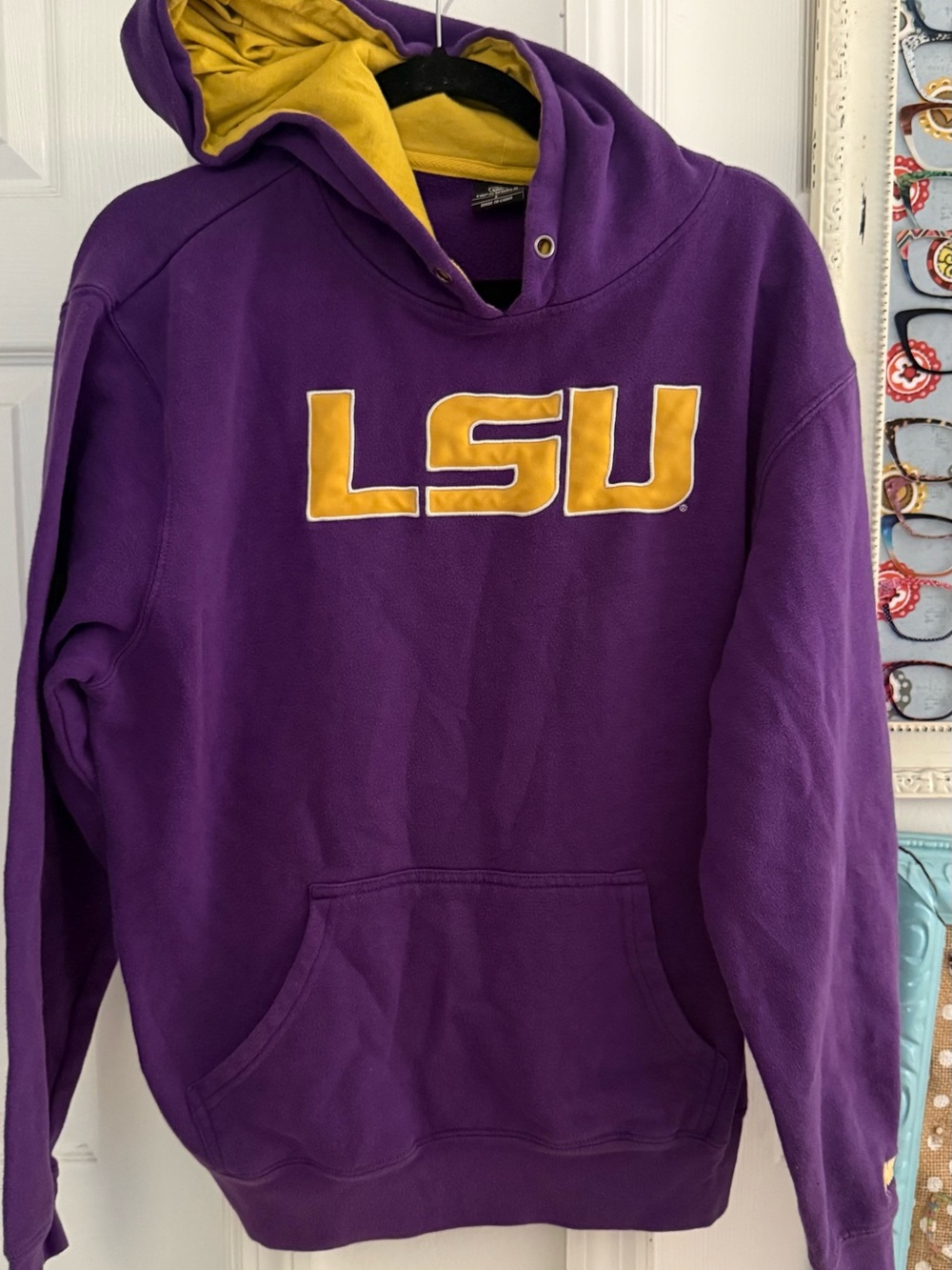 LSU Purple & Gold Hooded Sweatshirt - Collegiate Pullover size large